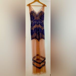 For Love & Lemons Antiqua dress in navy. Worn once. The perfect holiday dress!